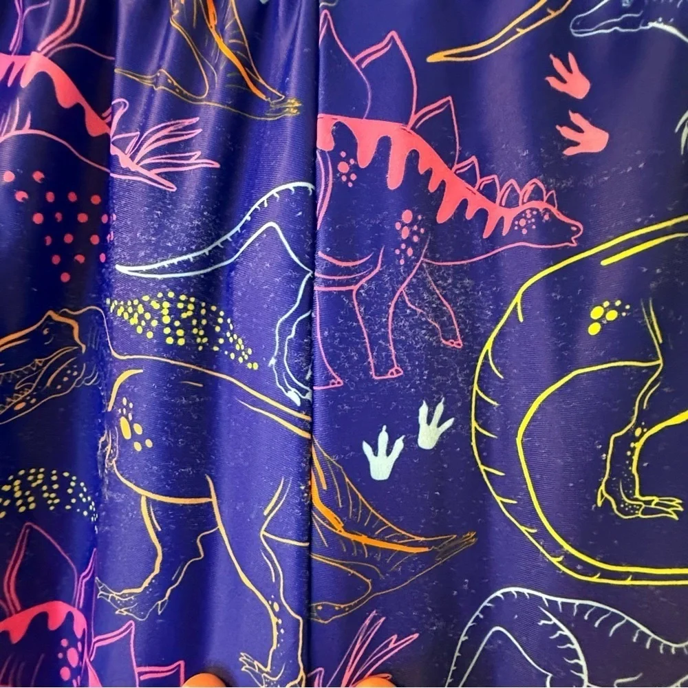 SHEIN Kids Swim Trunks - Blue with Neon Dinosaur Print